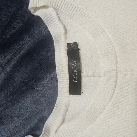 Classic Cream Crew Neck Ribbed Sweater - Picture 6 of 6